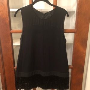 Black fringe bottom sleeveless top